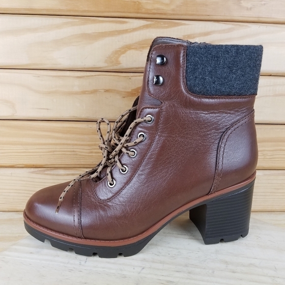 Naturalizer Varuna Waterproof Chocolate Leather High Heel Booties Ankle Boot 11W - Picture 7 of 13